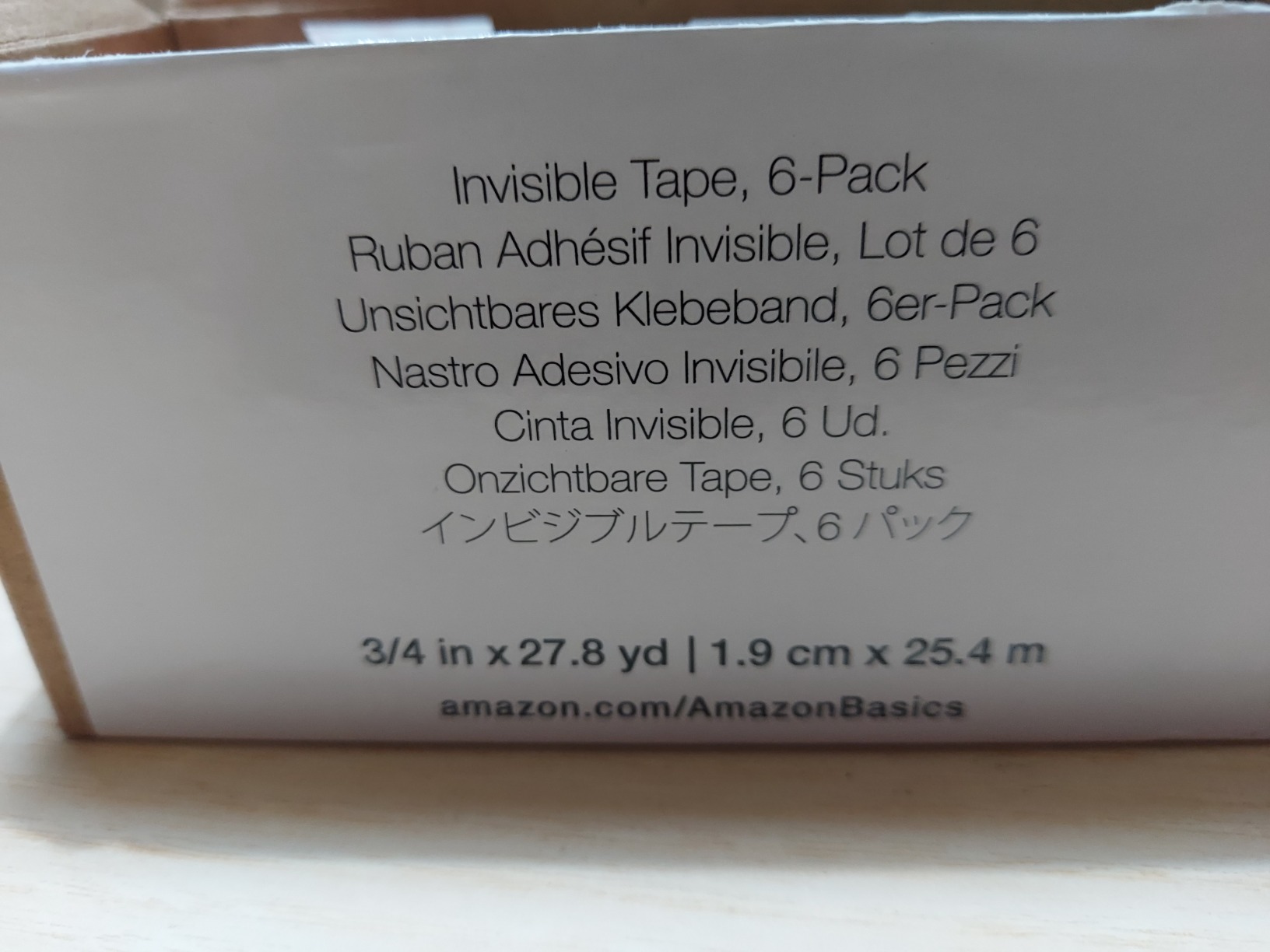 AmazonBasics 19 mm Nastro Adesivo Traslucido Confezione da 6