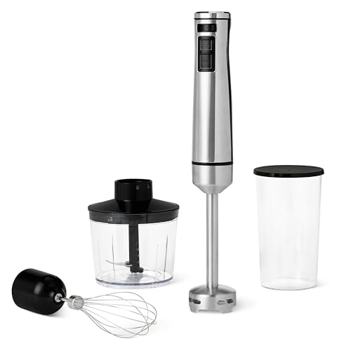 Amazon Basics frullatore a immersione 1000W argento con accessori