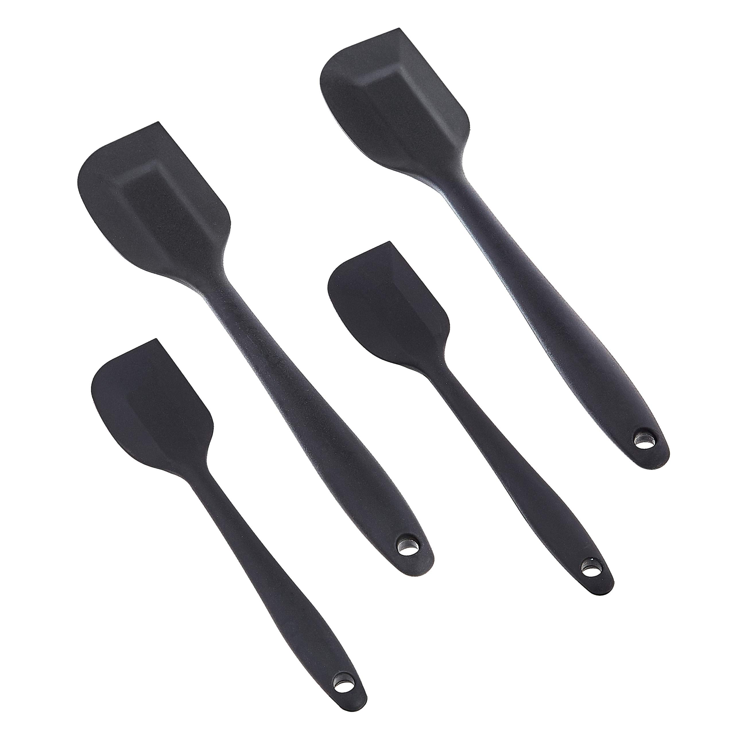 Amazon Basics Set 4 Spatole Silicone Nero Antiaderenti BPA Free
