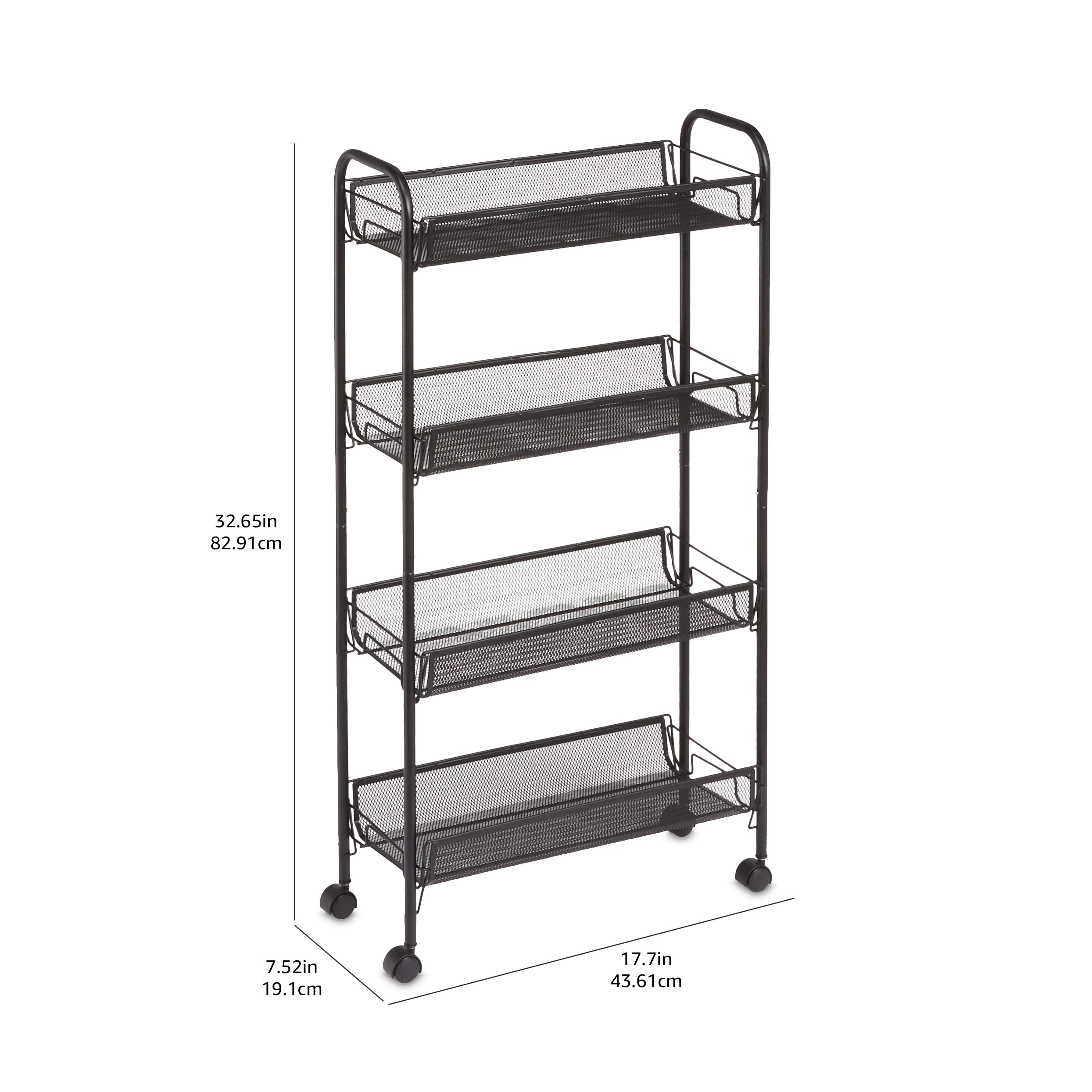 Amazon Basics carrello metallo 4 ripiani nero rete
