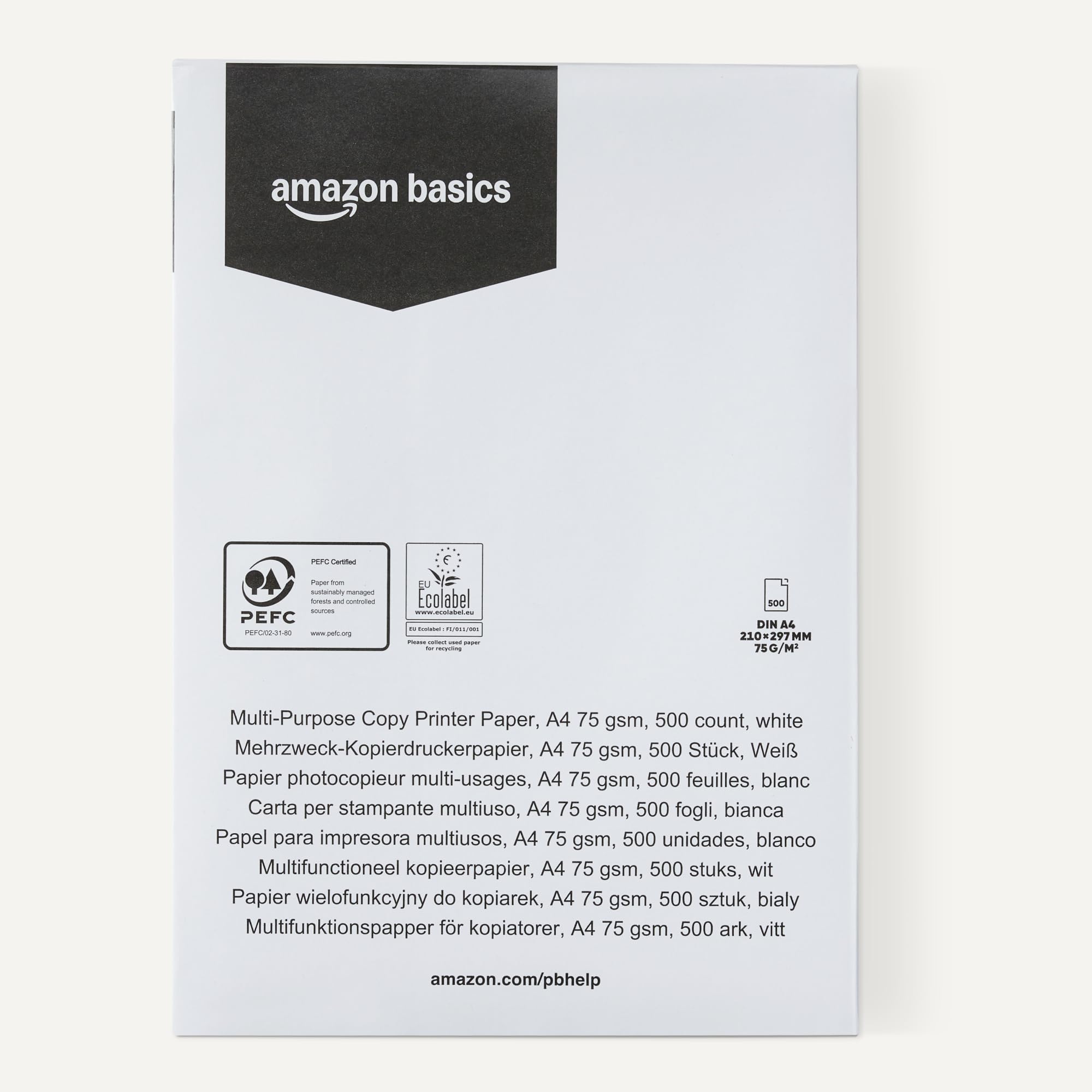 Amazon Basics carta A4 75 g/mq bianca 2500 fogli 5 risme