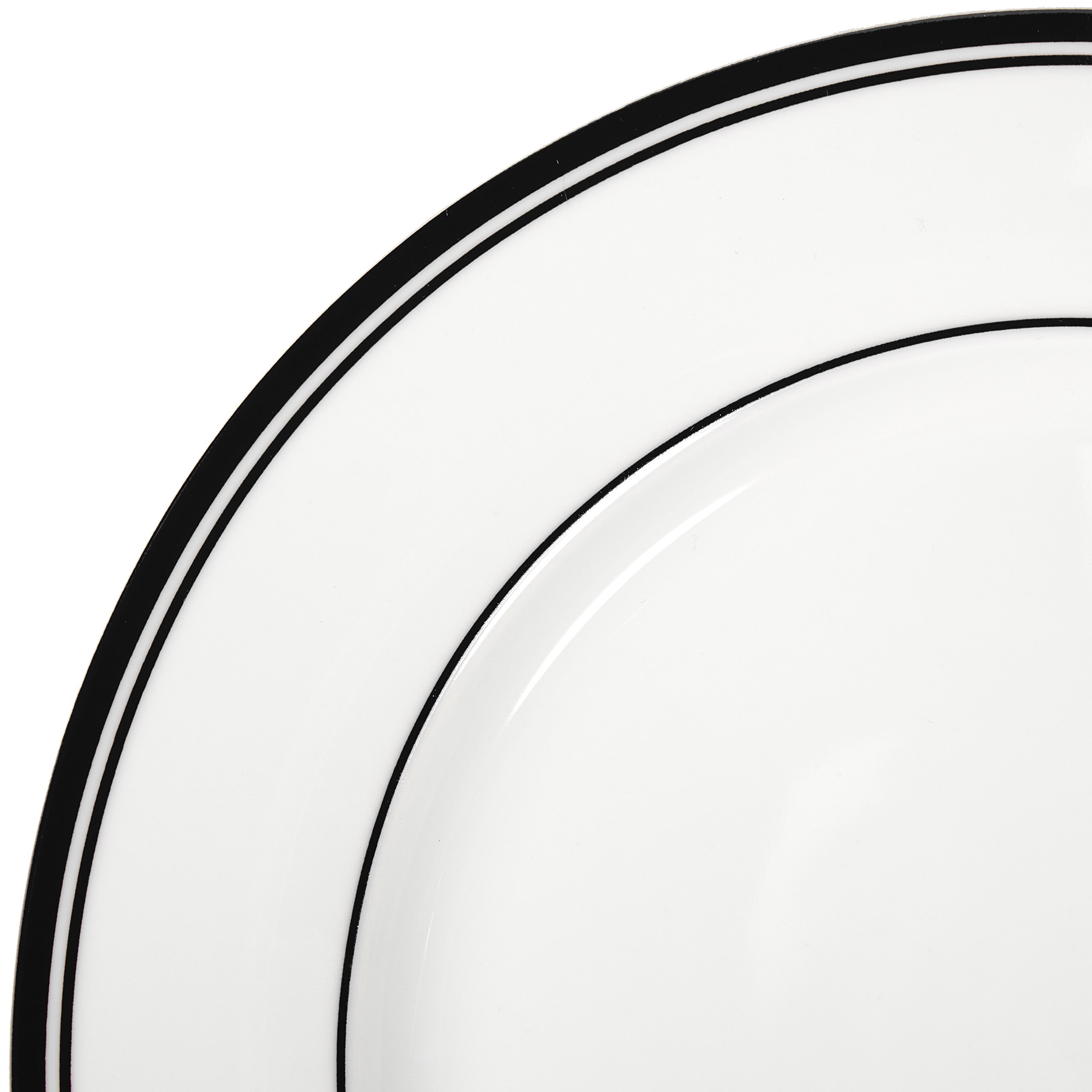 Amazon Basics servizio piatti porcellana 16 pezzi bianco bordo nero