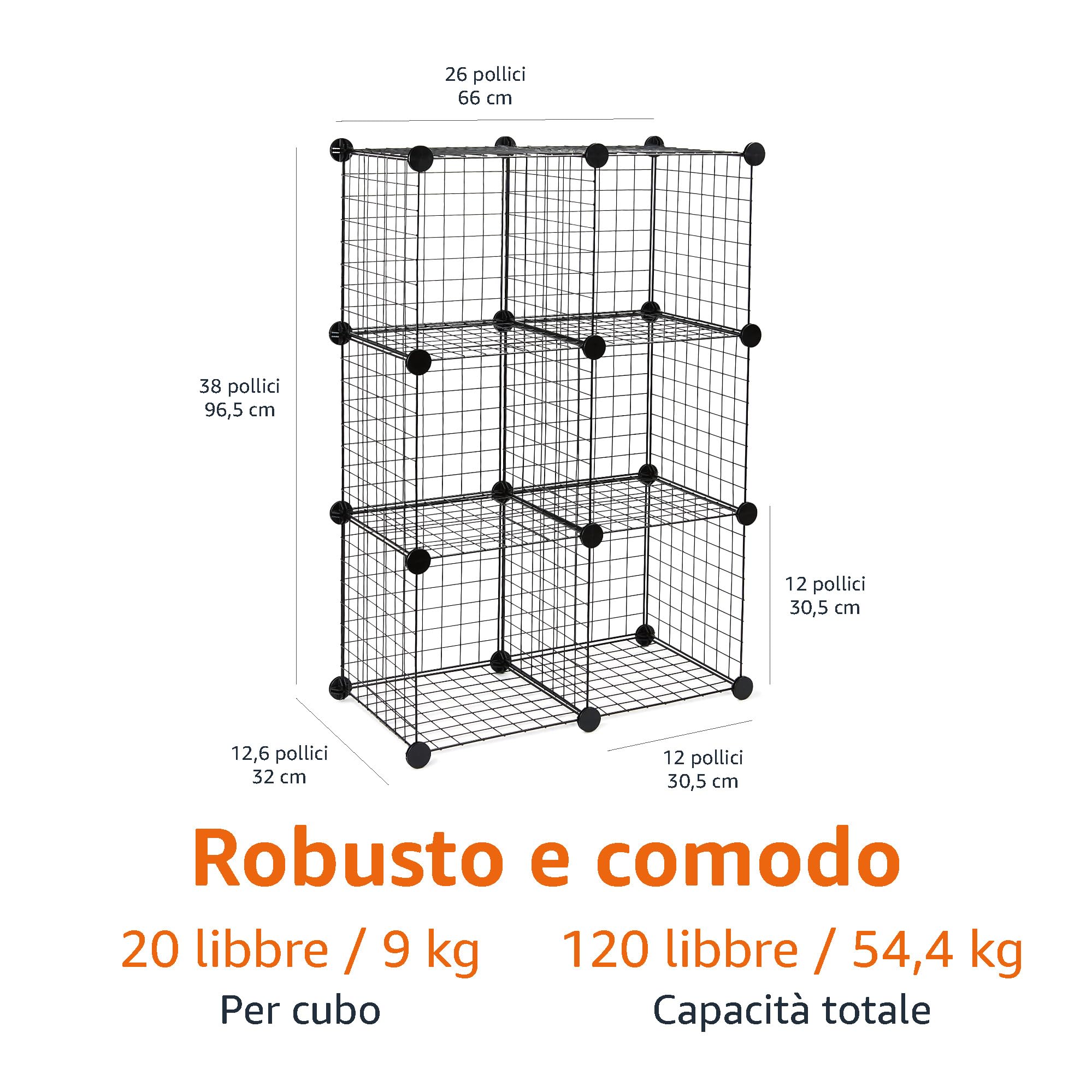 Amazon Basics Scaffale Cubi 6 Posti Nero 66x32x96,5 cm