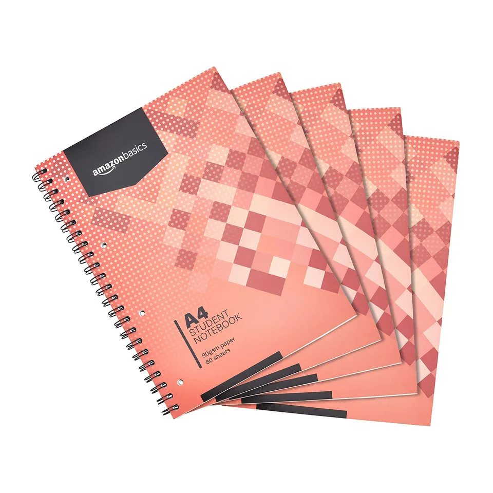 AmazonBasics Quaderno Spirale A4 Quadretti 5 Pezzi 90 g/m²