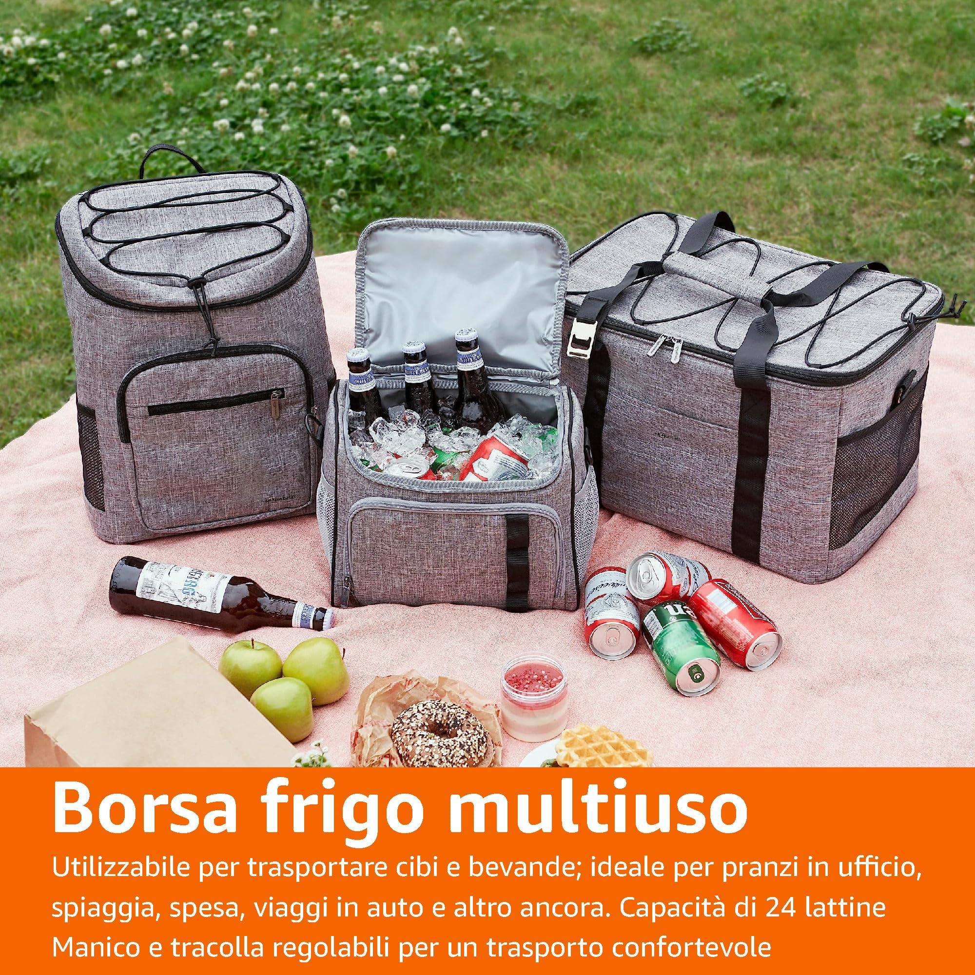 AmazonBasics Borsa Termica 12 L 24 Lattine Tracolla Impermeabile