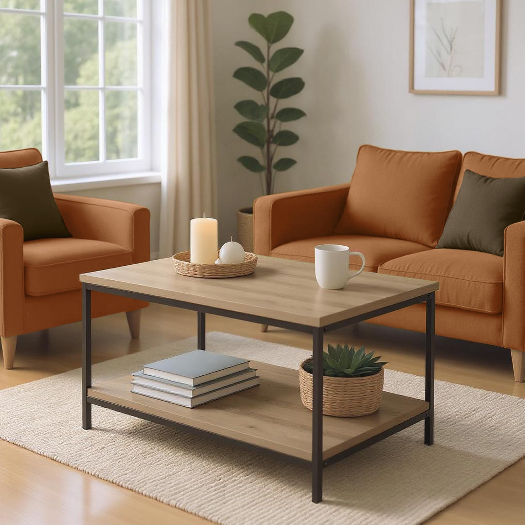 Amazon Basics tavolino caffè rettangolare rovere 80x50,5cm