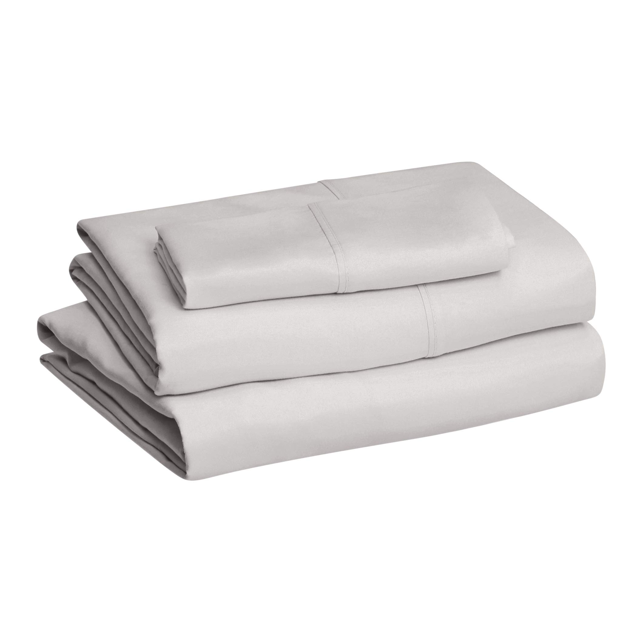 Amazon Basics Set lenzuola microfibra grigio chiaro antipiega