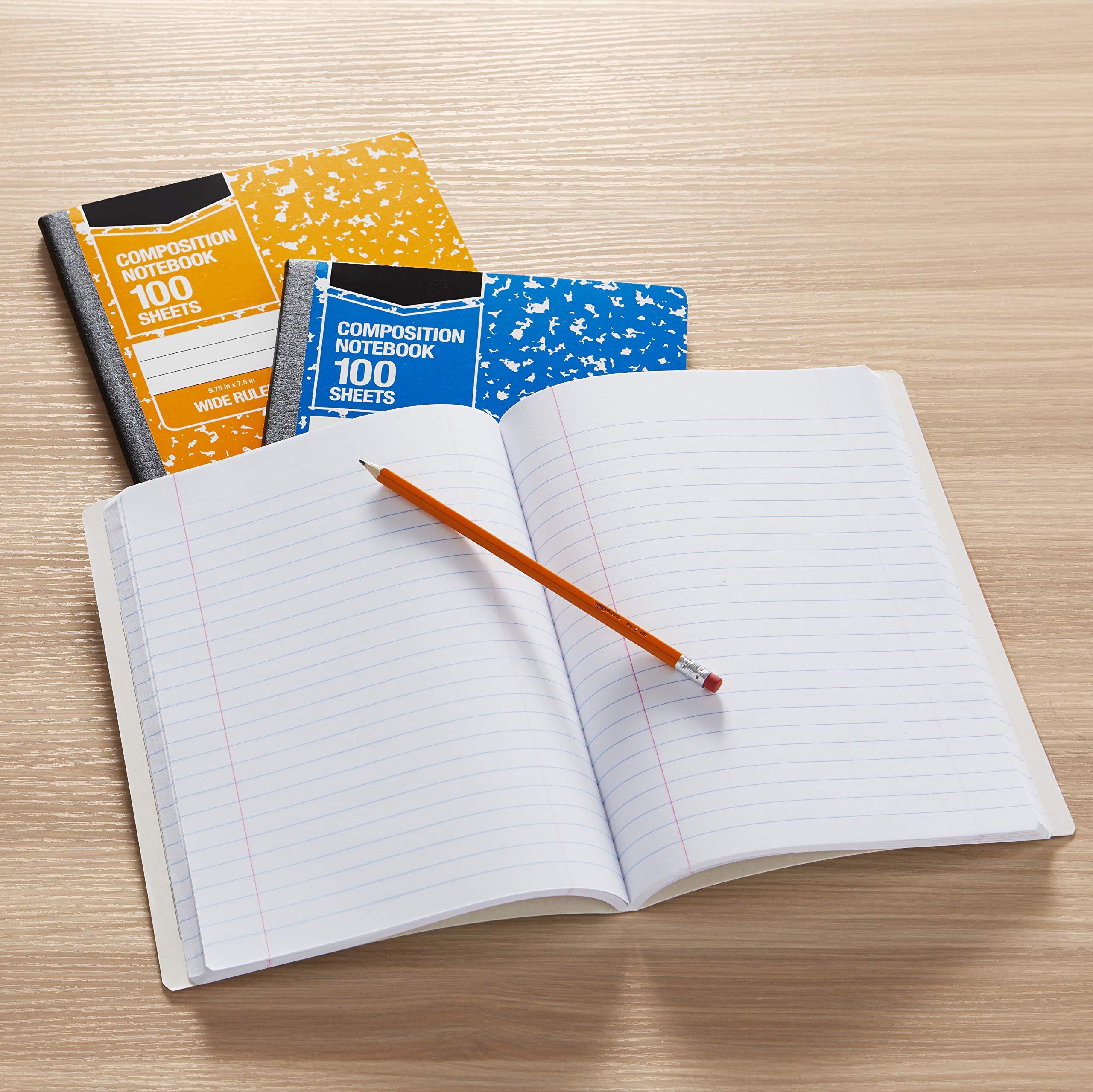 AmazonBasics Quaderno a Righe 100 Fogli 4 Pezzi Marmorizzato