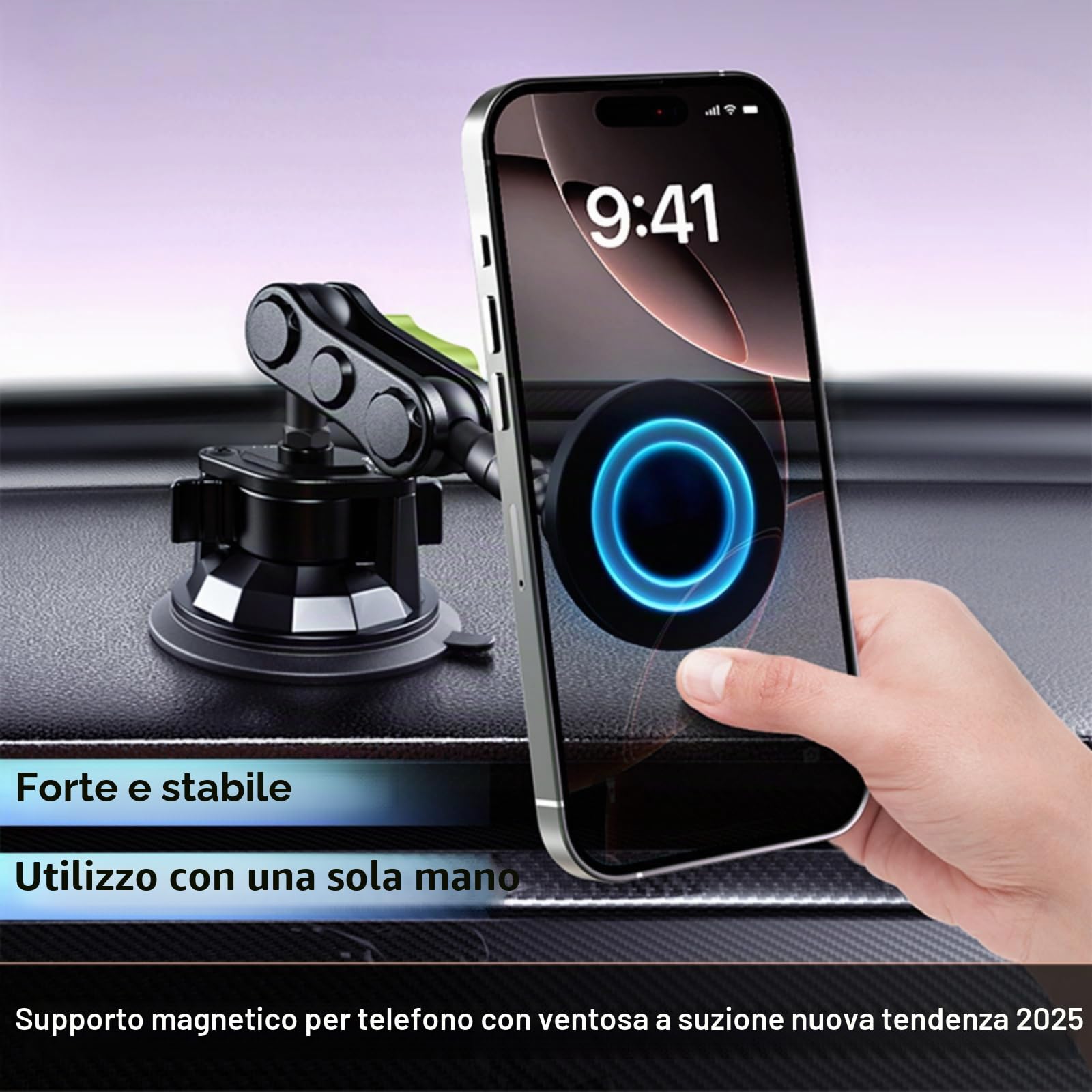 EMEBAY Supporto Magnetico Auto Alluminio 360° MagSafe