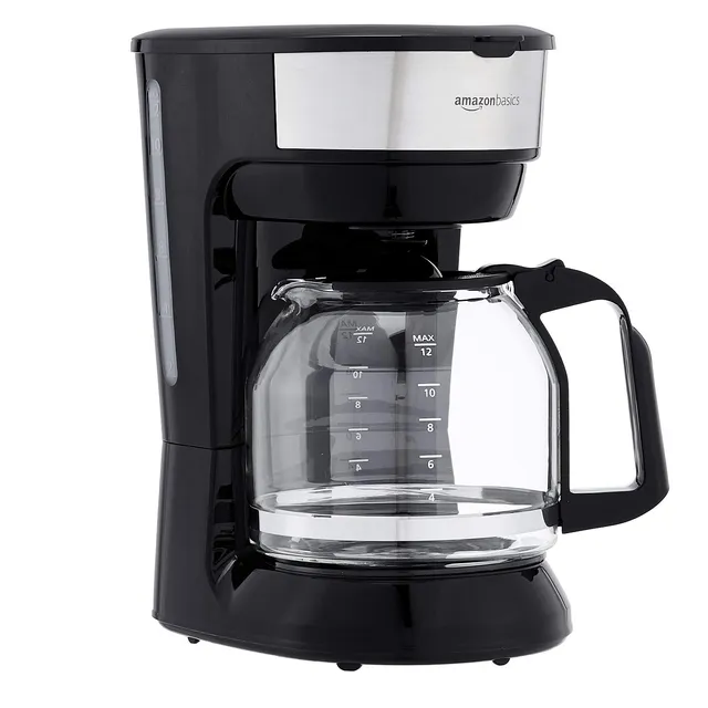 Amazon Basics Caffettiera 12 Tazze Acciaio Nero Filtro