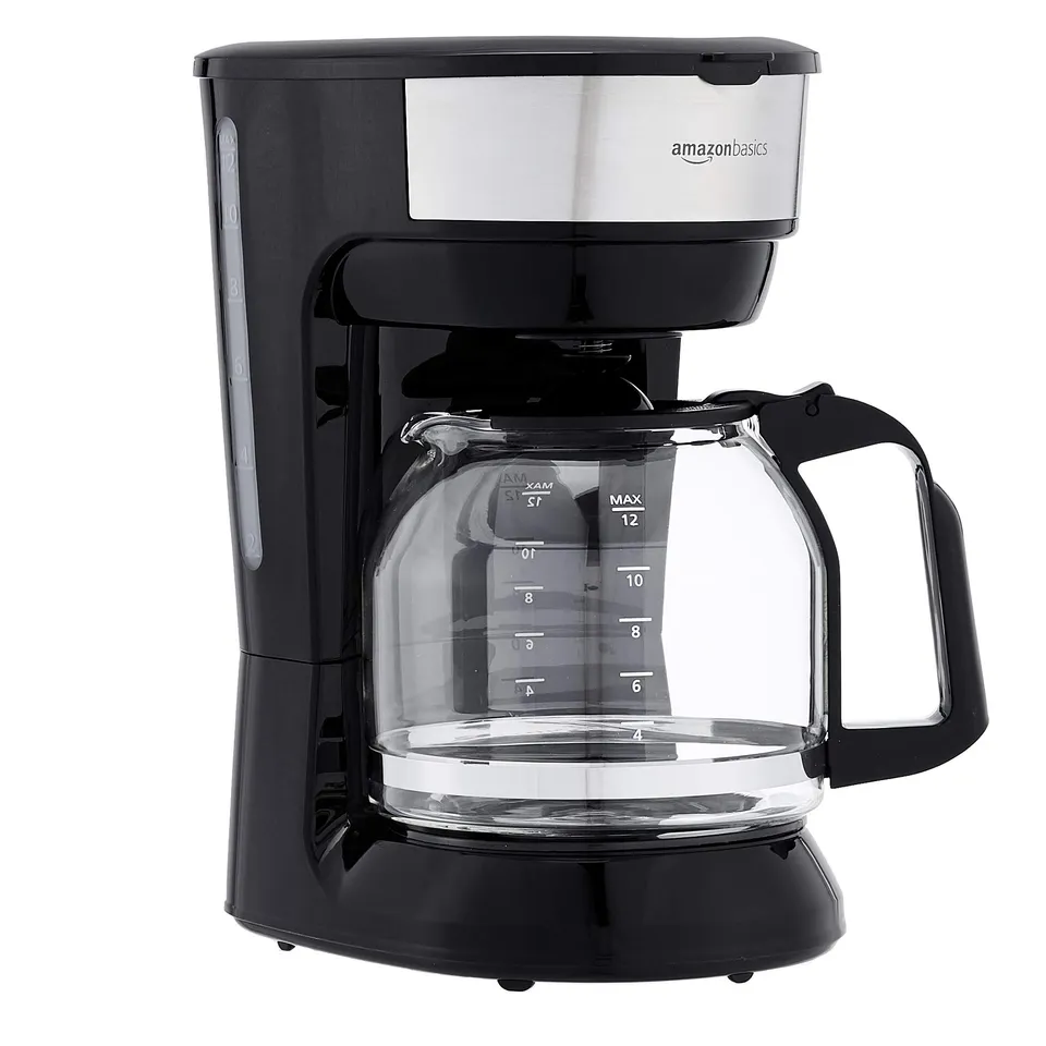 Amazon Basics Caffettiera 12 Tazze Acciaio Nero Filtro