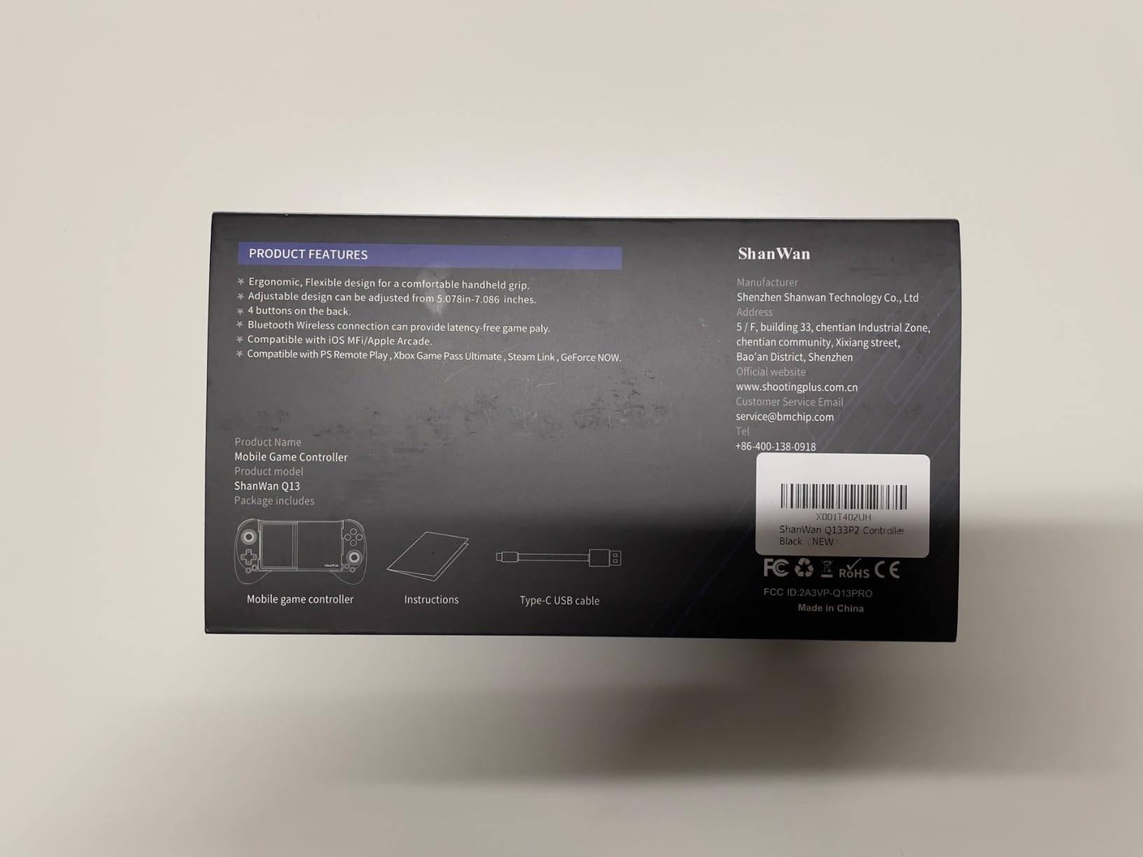 ShanWan controller smartphone nero Bluetooth Android iOS