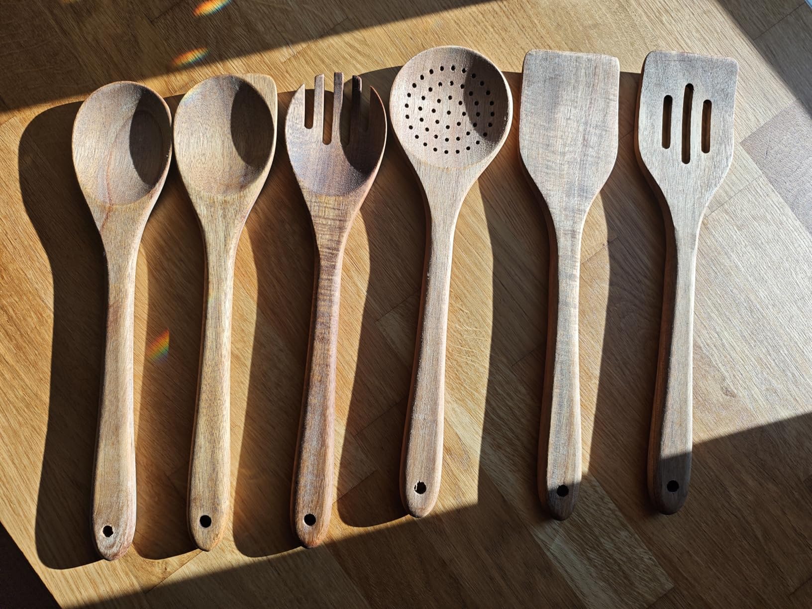 AmazonBasics Set Utensili Cucina Legno 6 Pezzi Acacia