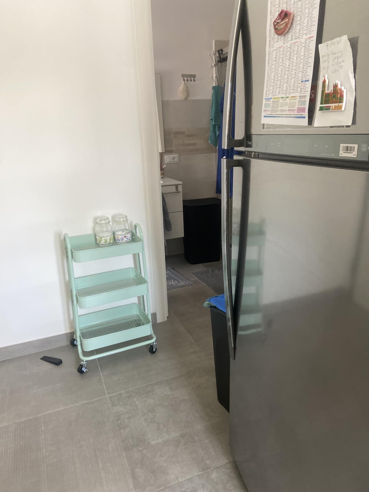 AmazonBasics carrello 3 scomparti verde menta con ruote