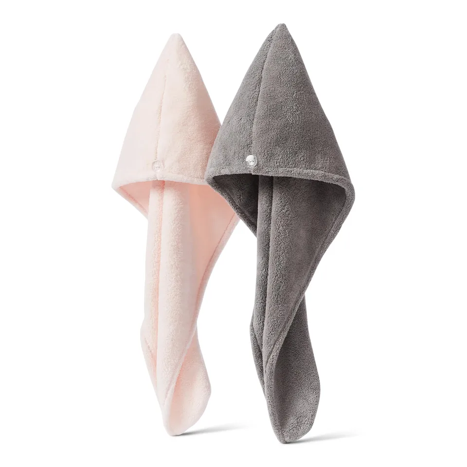 Amazon Basics turbante capelli microfibra 2 pezzi grigio rosa