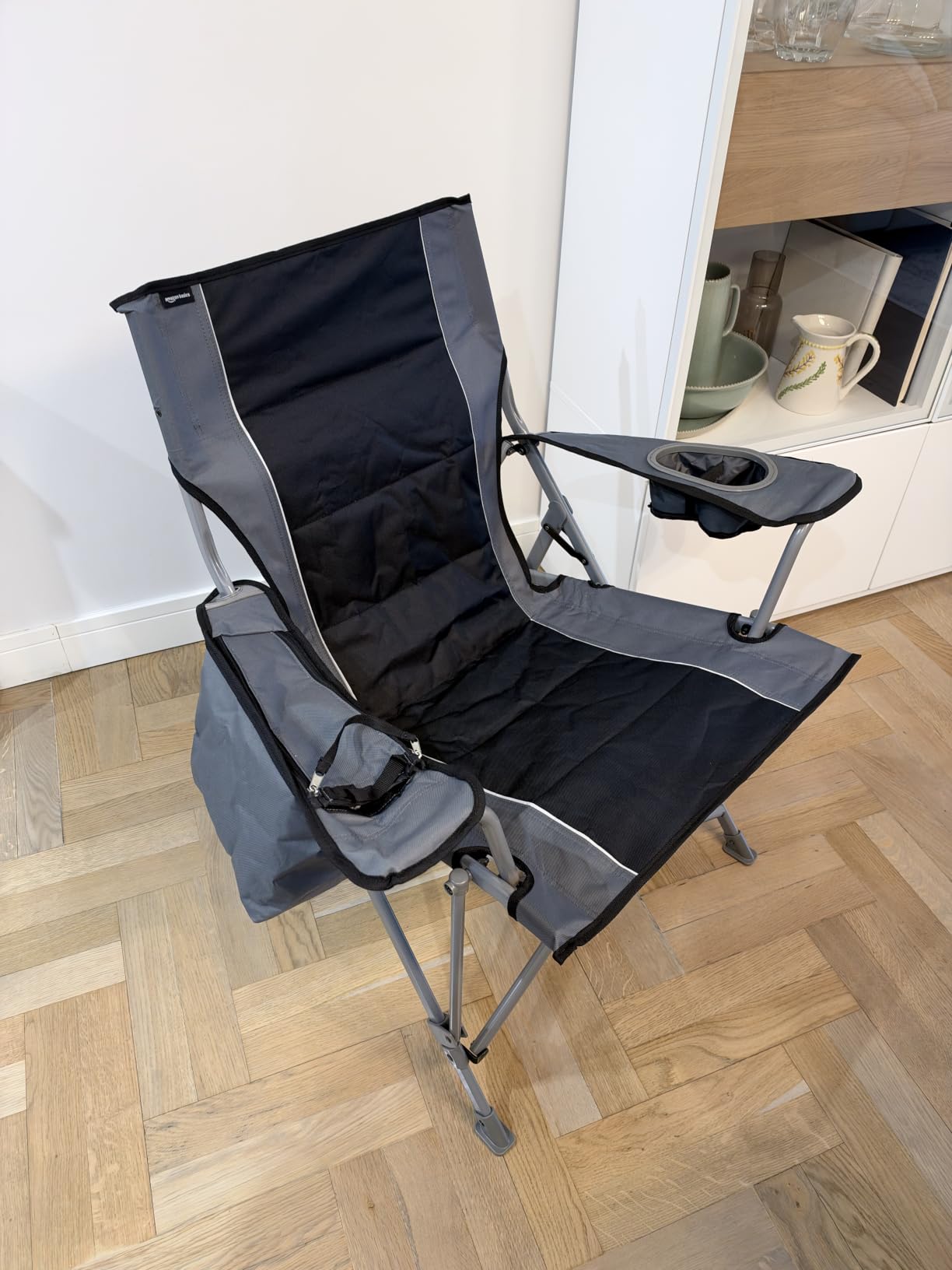 AmazonBasics sedia campeggio oversize pieghevole nero grigio