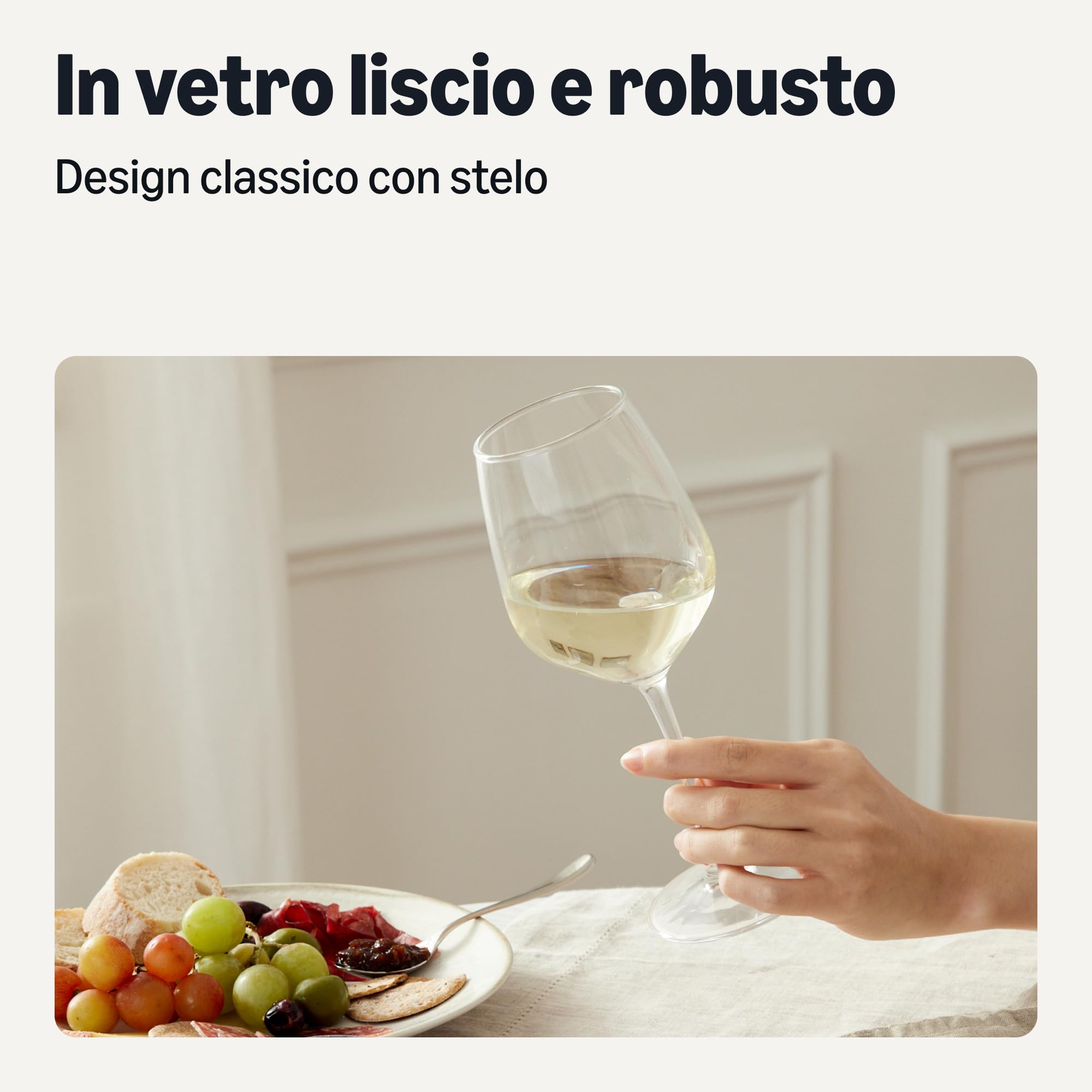 AmazonBasics Bicchieri vino bianco vetro 355 ml set 6 pezzi