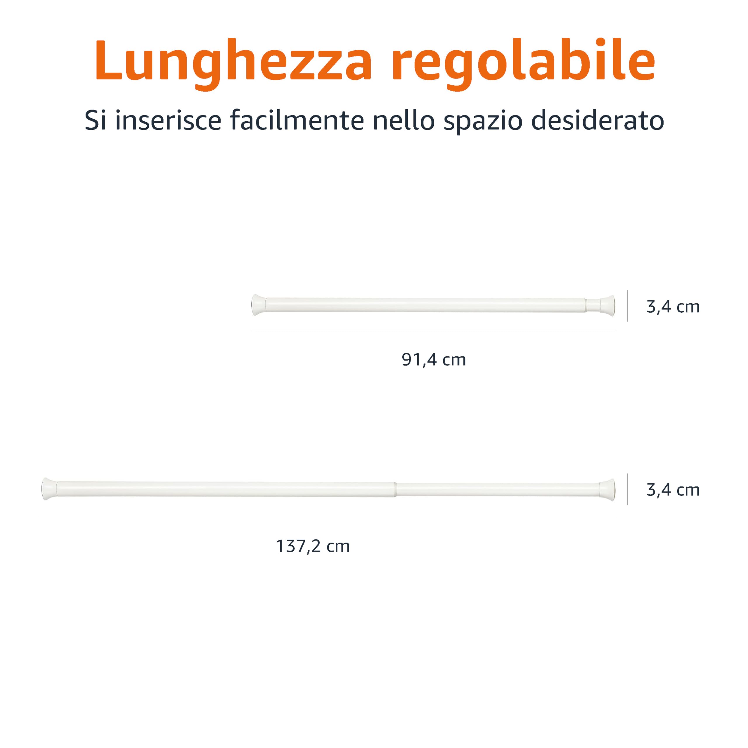 Amazon Basics bastone tenda doccia bianco 91-137 cm
