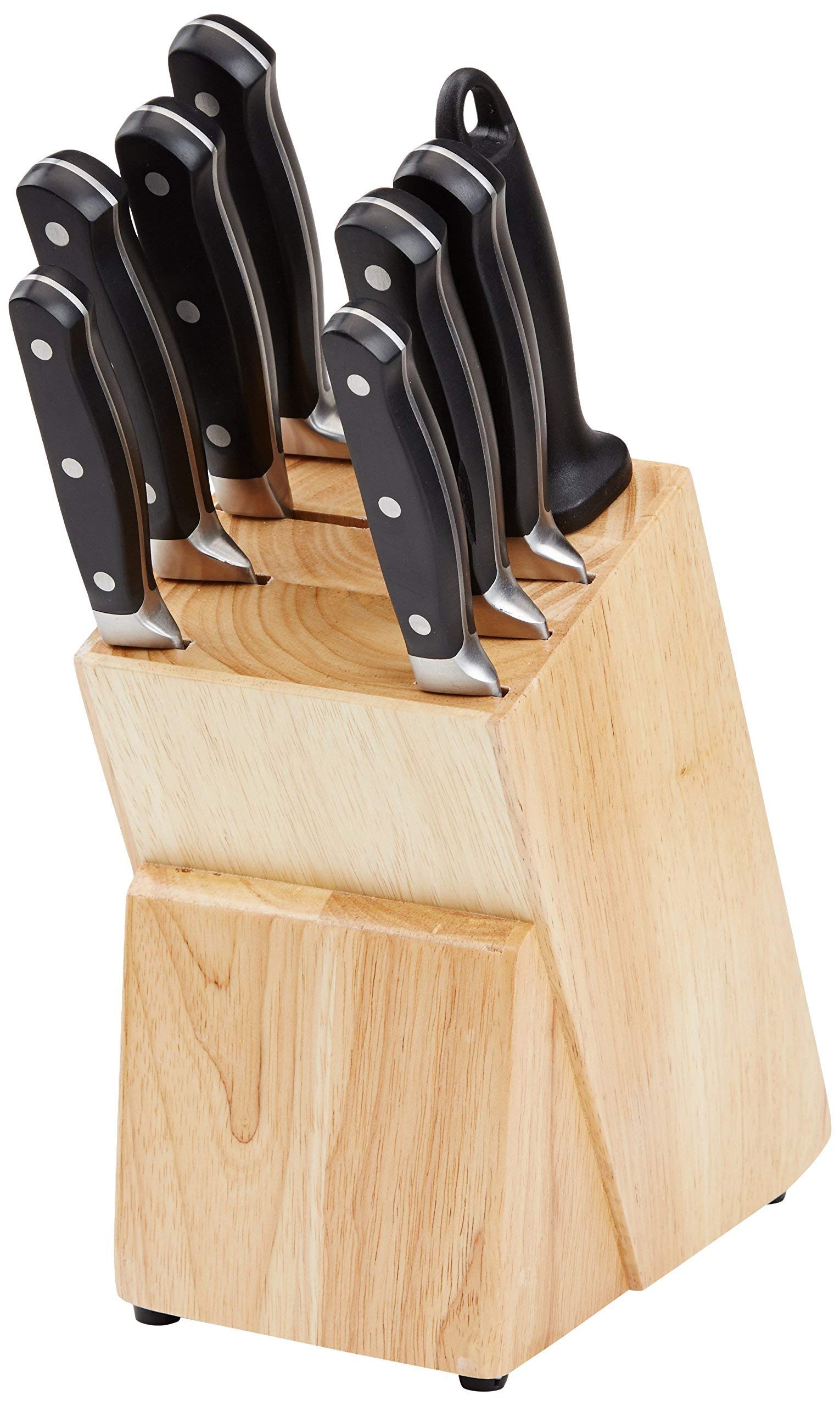 Amazon Basics Set coltelli 9 pezzi con ceppo nero