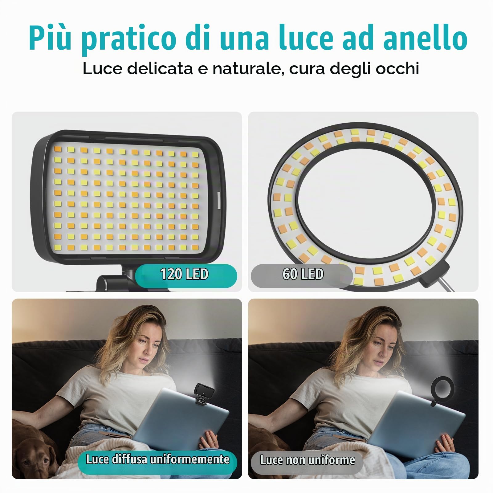 RealPlus Luce Videoconferenza LED USB Clip 3000-6500K Dimmerabile