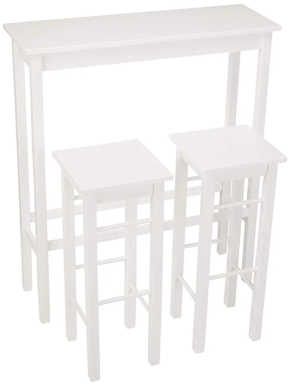 Amazon Basics Set Bistrot Tavolo+2 Sgabelli Bianco Salvaspazio