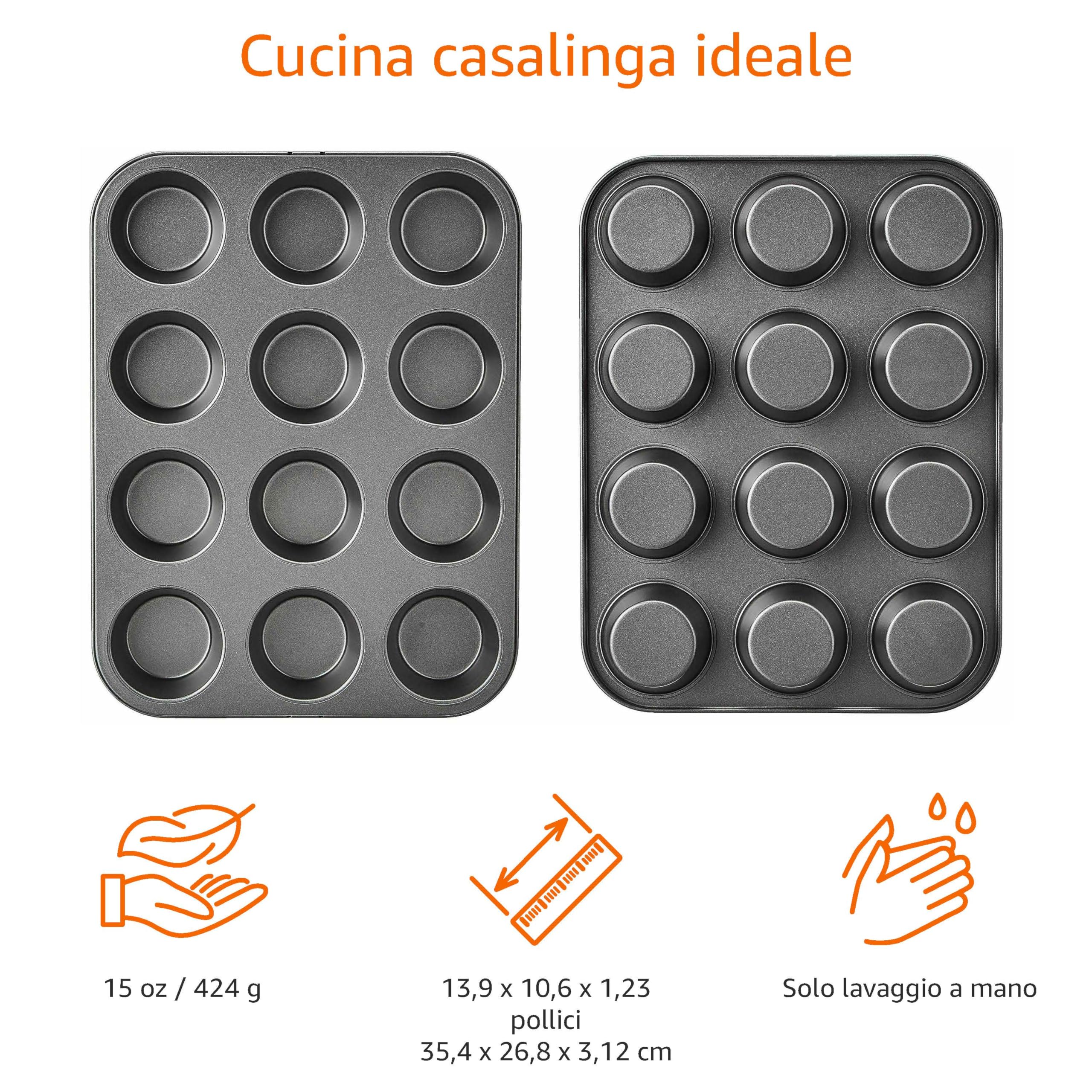 AmazonBasics teglia muffin antiaderente 12 stampi confezione 2