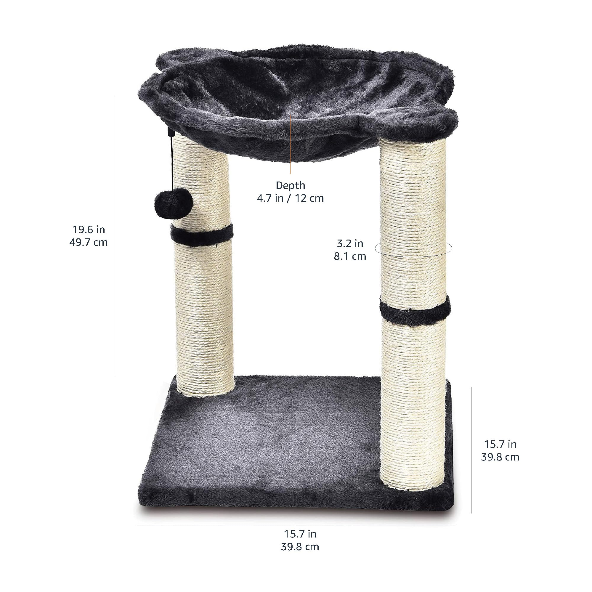 AmazonBasics Albero per Gatti con Amaca Tiragraffi Grigio