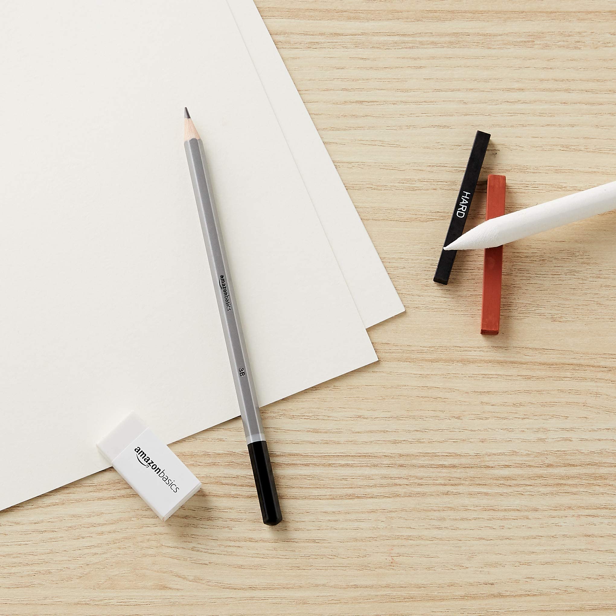 Amazon Basics Set Disegno Carboncino 17 pezzi grafite e carboncini