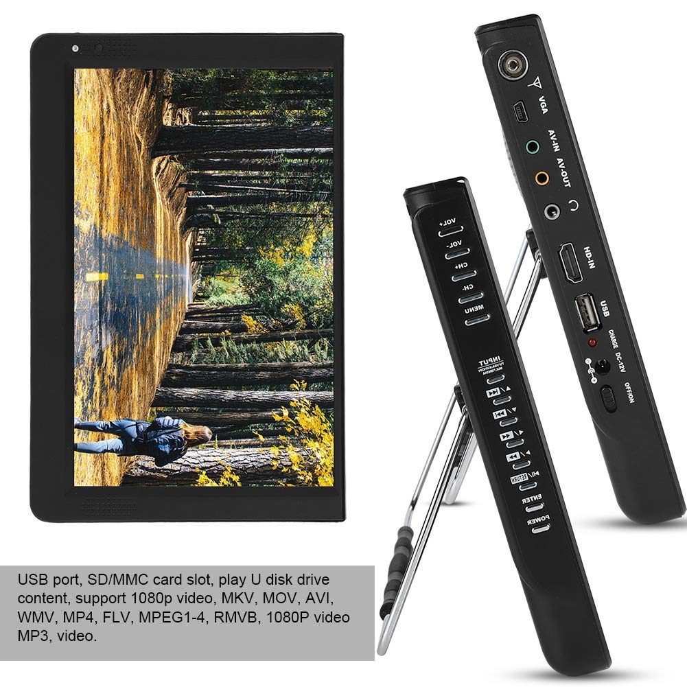 Elprico TV Portatile 12 Pollici 1080P Ricaricabile HDMI USB