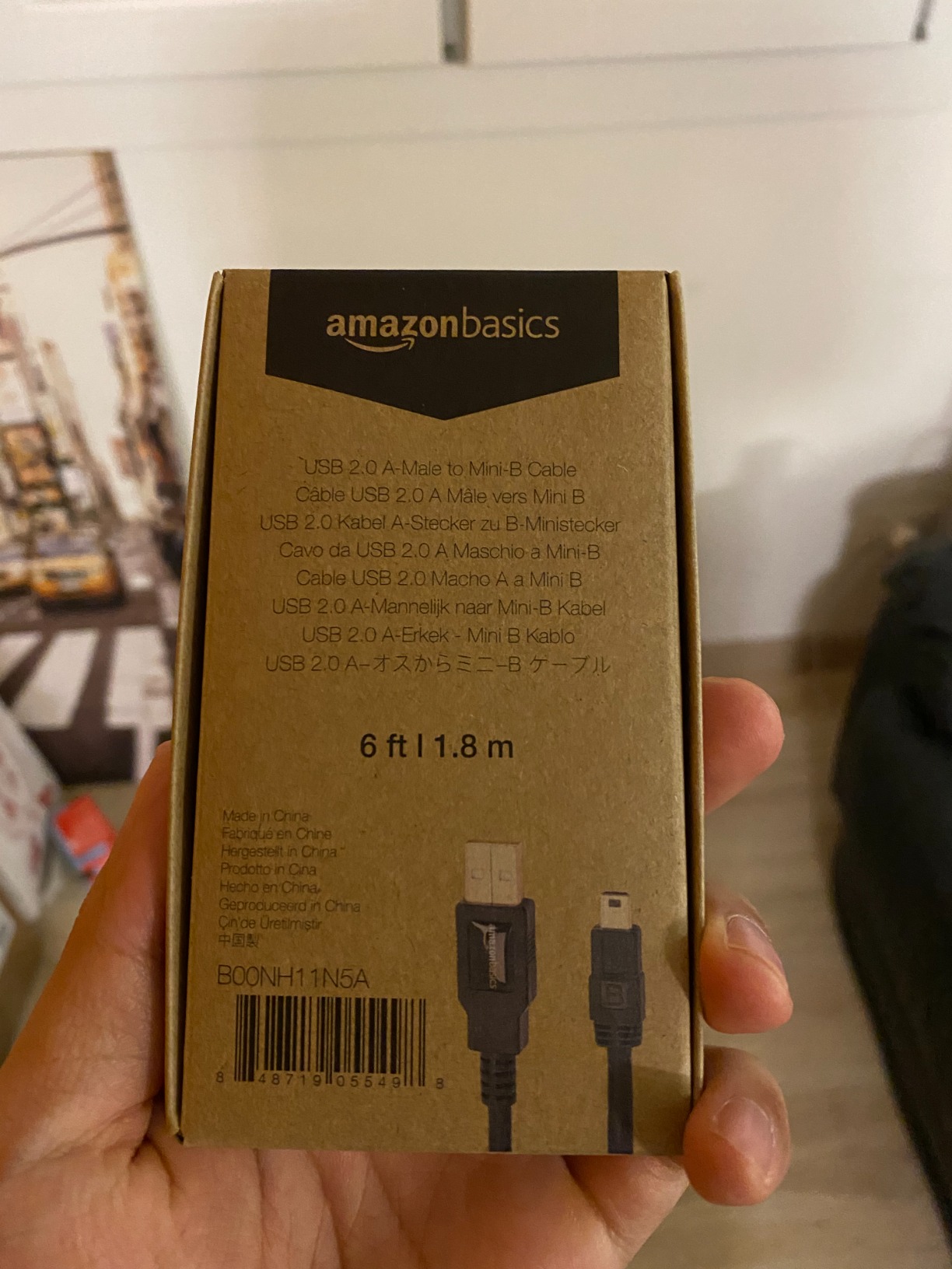 Amazon Basics Cavo USB-A Mini USB B 2.0 0.9m Nero Alta Velocità