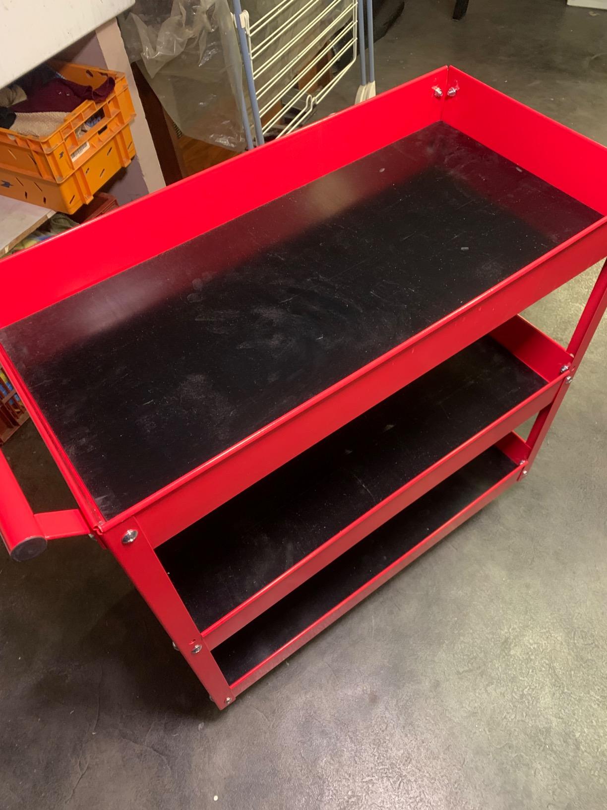 Amazon Basics Carrello Multiuso 3 Ripiani Rosso Acciaio