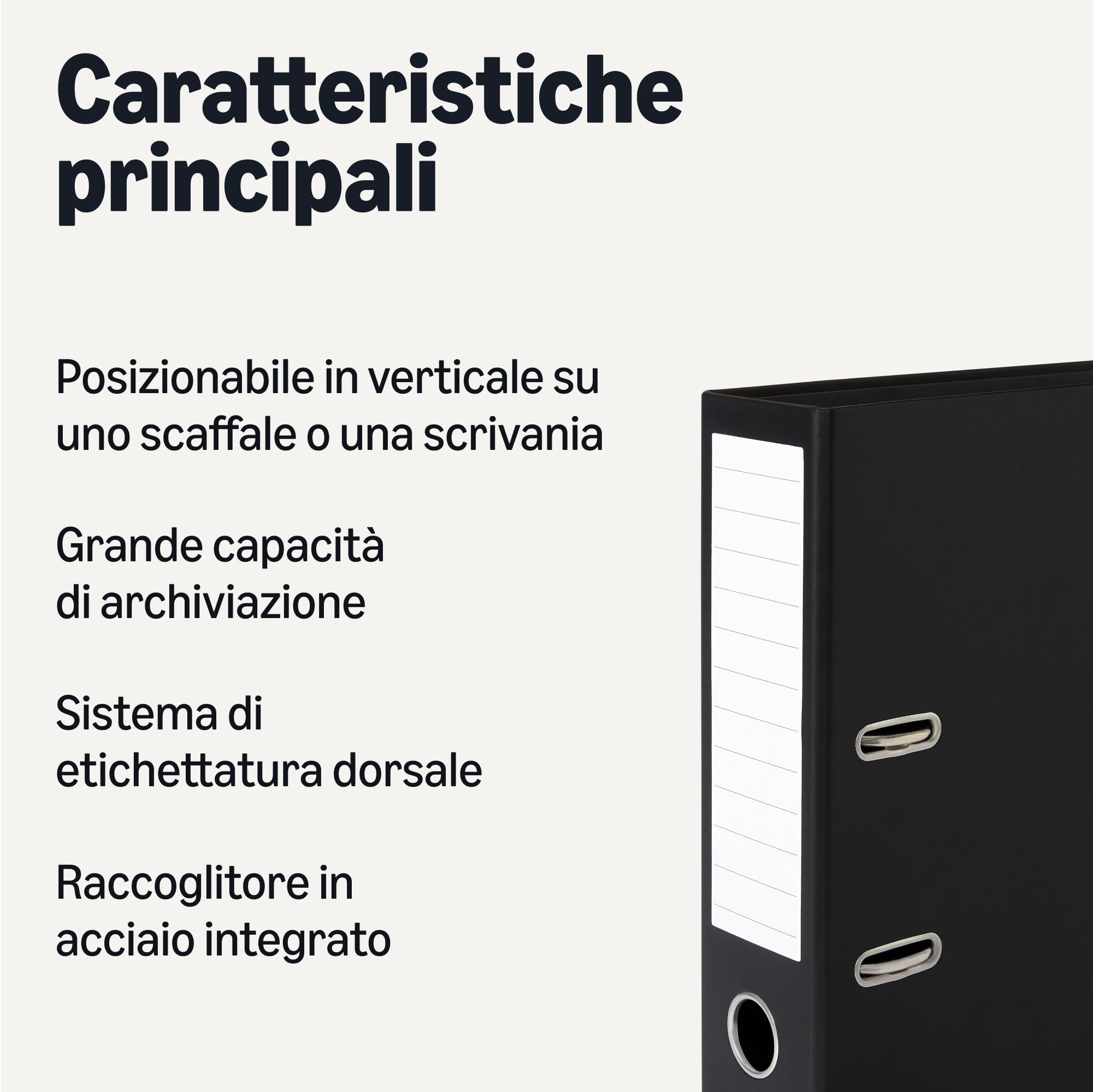 Amazon Basics 10 Raccoglitori Leva A4 Neri 70mm