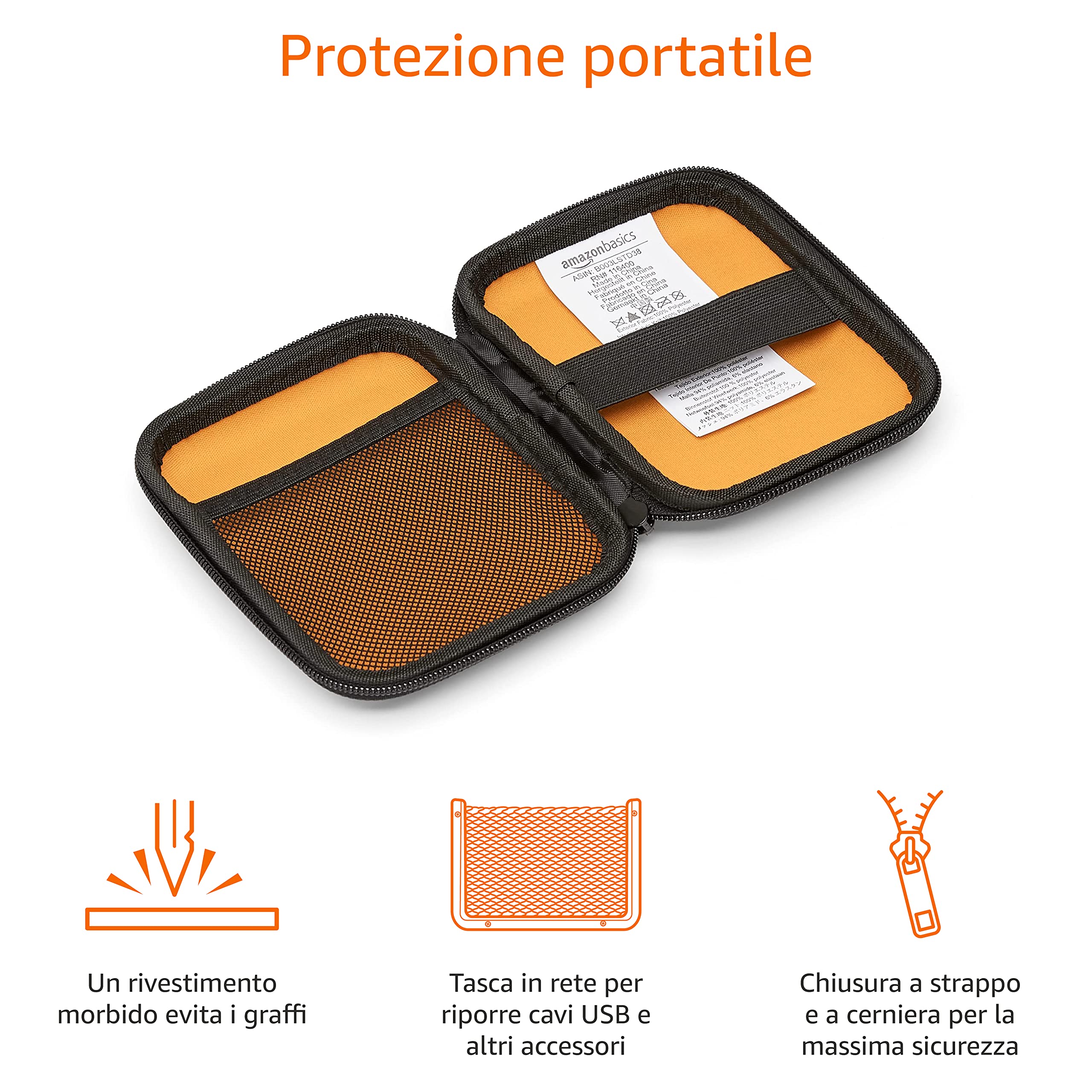 AmazonBasics Custodia Rigida HDD My Passport Nera