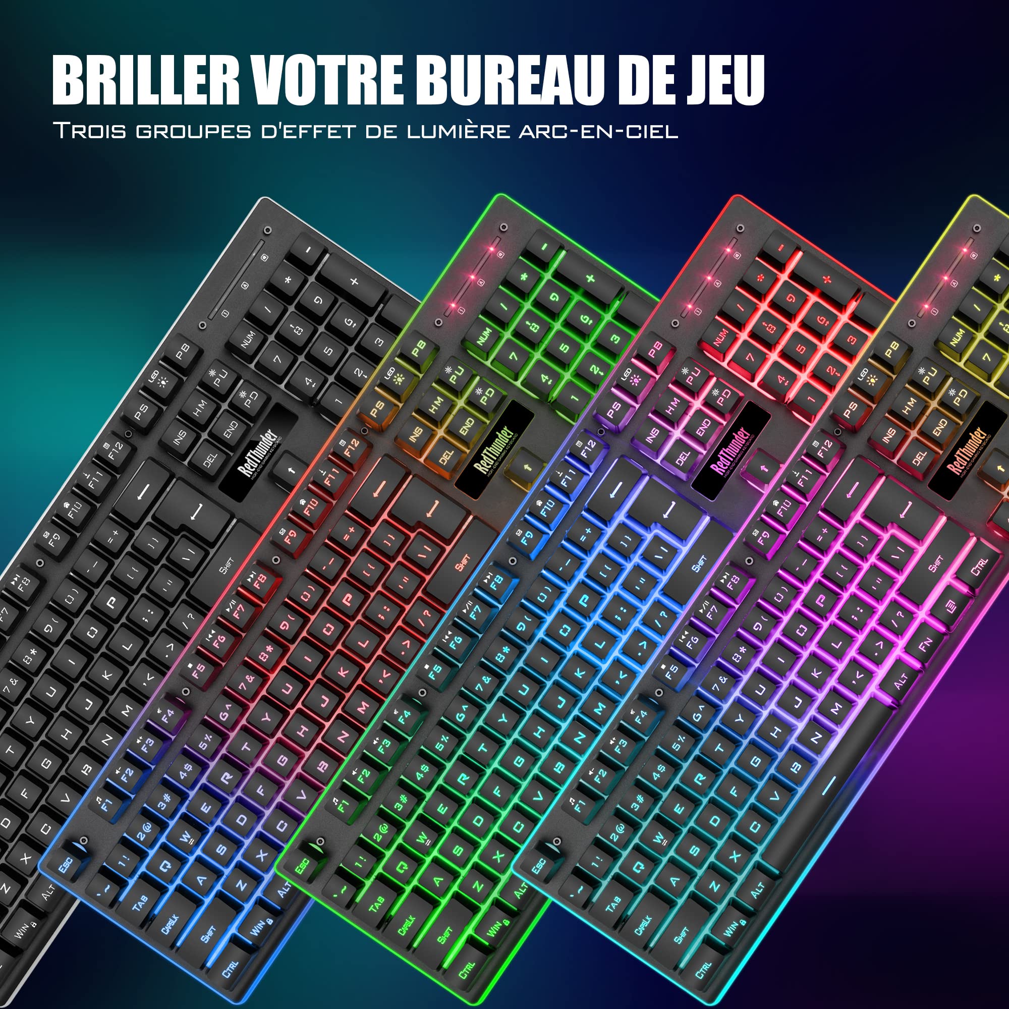RedThunder K10 Set Tastiera Mouse Gaming Wireless Nero Retroilluminato