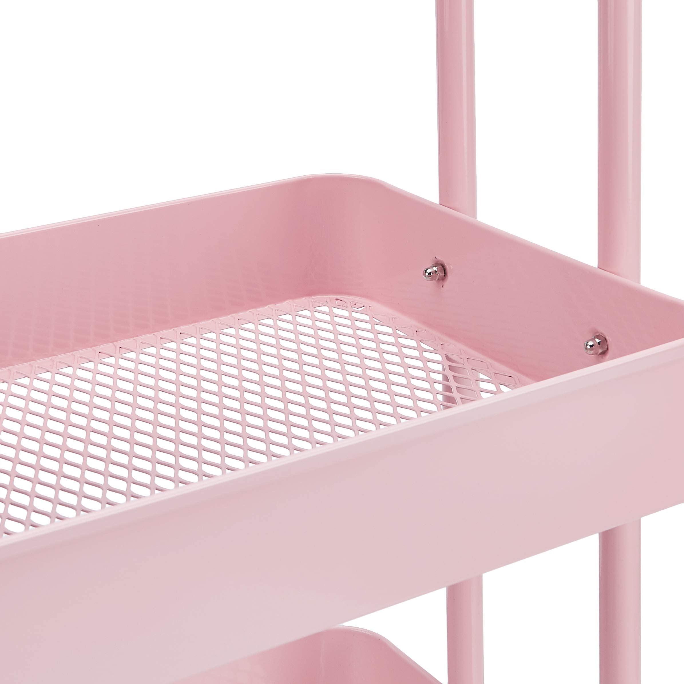 Amazon Basics Carrello 3 Ripiani con Ruote Rosa Antico Metallo