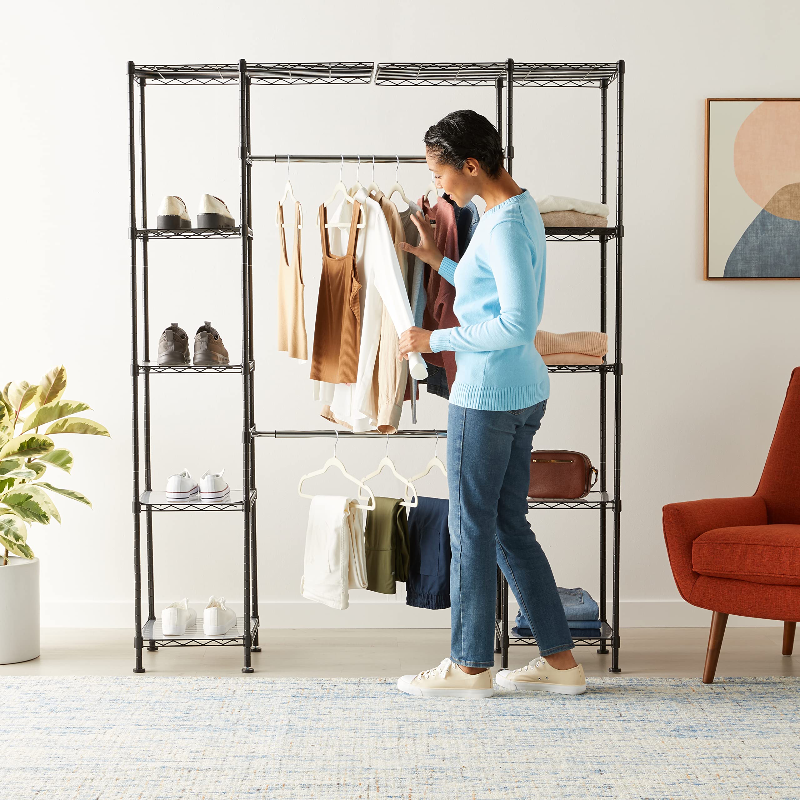 AmazonBasics Organizer Armadio Espandibile Nero Acciaio 203 cm