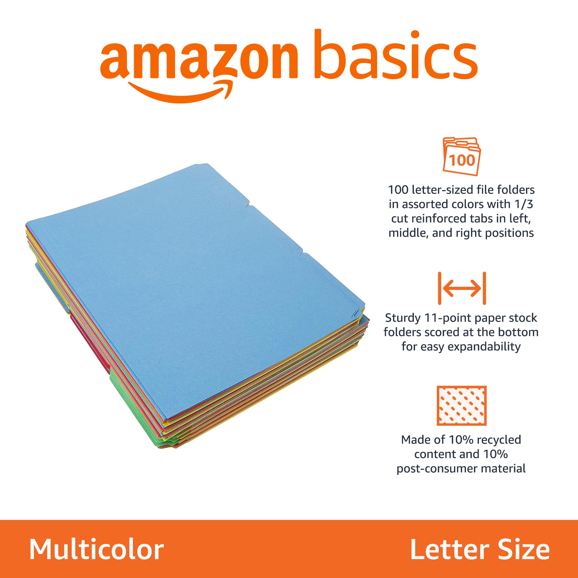 AmazonBasics Cartelline Manila Formato Letter Espandibili Assortite
