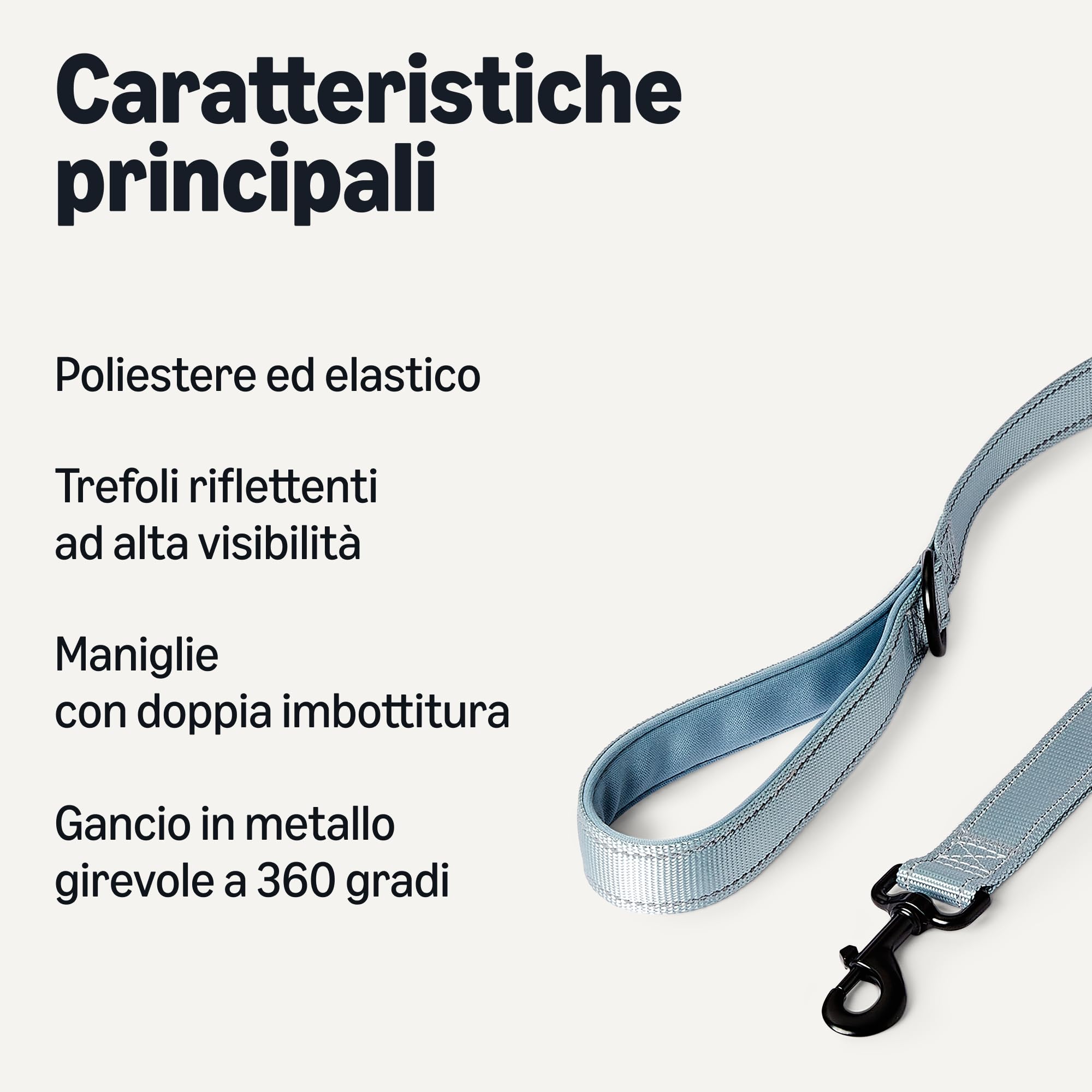 Amazon Basics Guinzaglio Cane Riflettente 120cm Nero Blu