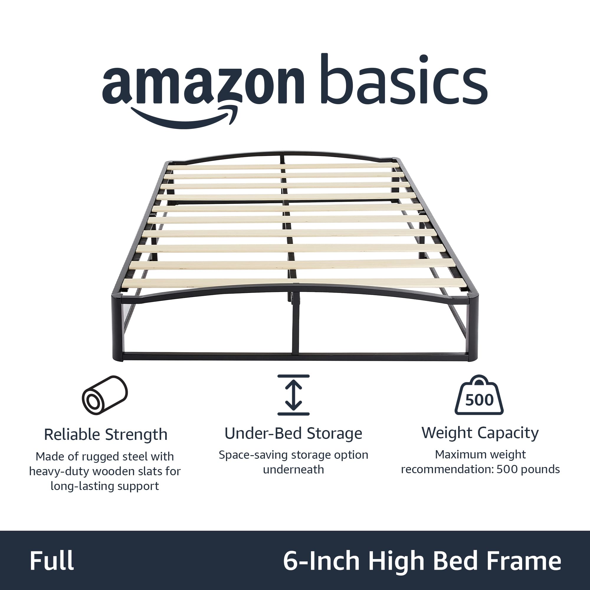 AmazonBasics Piattaforma Letto Metallo Doghe Legno