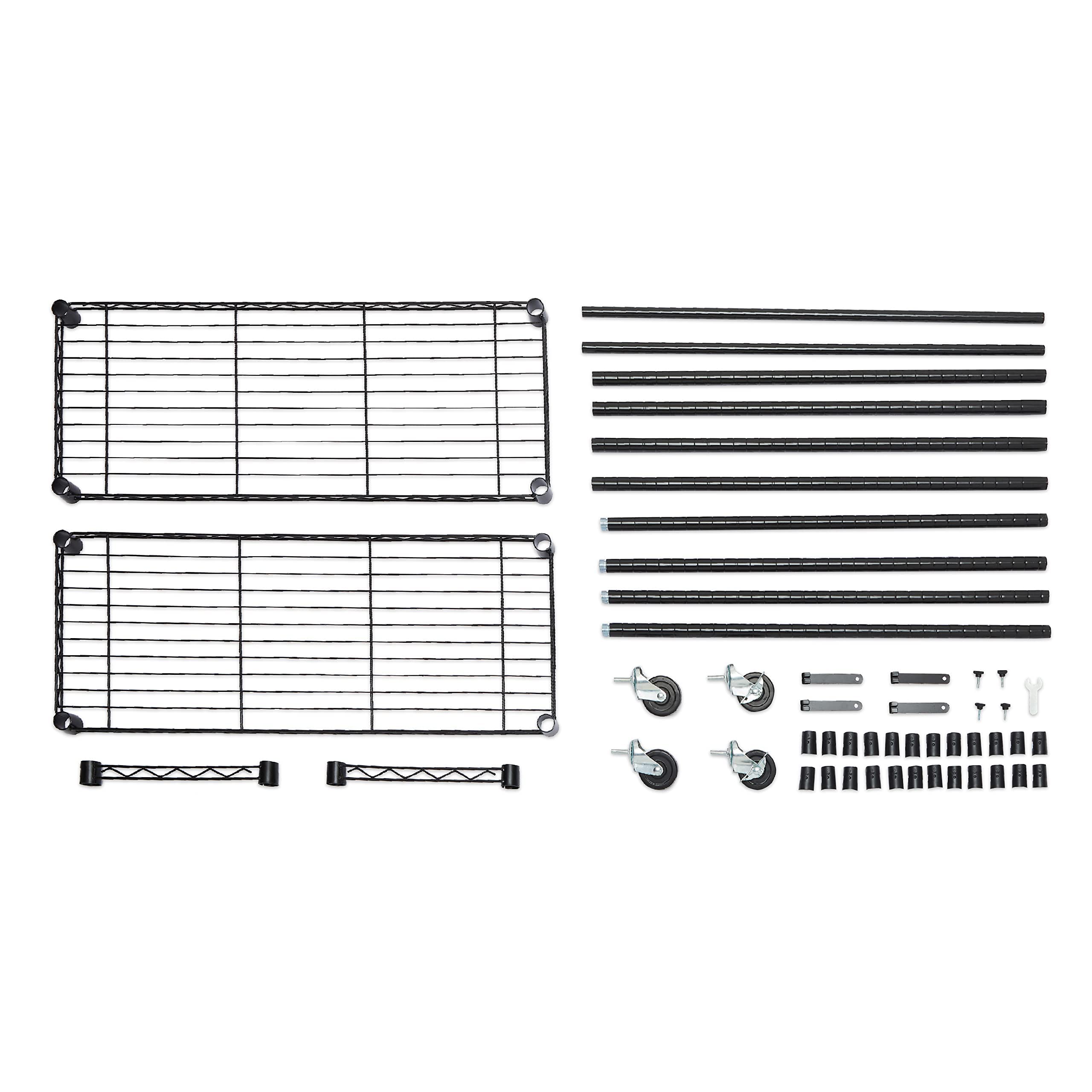 AmazonBasics Stand Appendiabiti Doppia Barra Nero con Rotelle