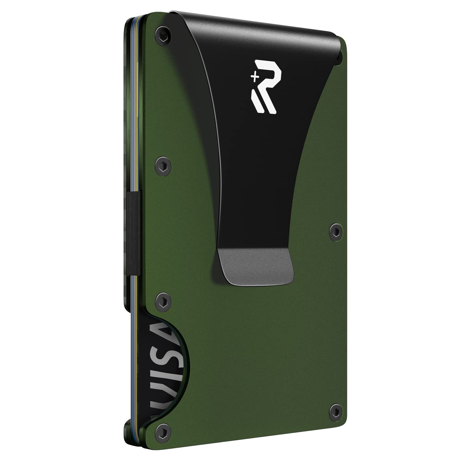 RealPlus Portacarte Uomo RFID Alluminio Verde 15 Carte
