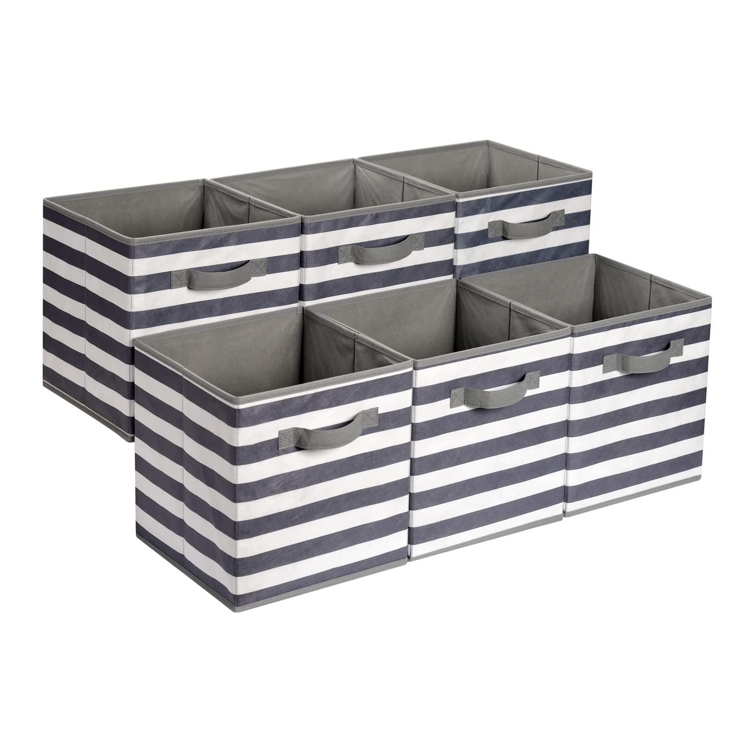 Amazon Basics Cubo Organizer Pieghevole Tessuto Grigio 27 cm 6 Pezzi