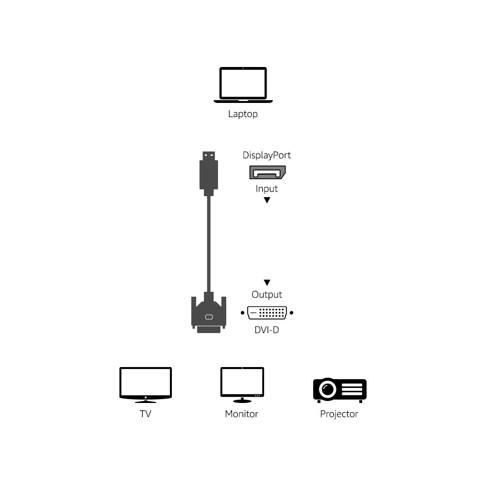 AmazonBasics Cavo DisplayPort-DVI 1,8 m 1-Pack Full HD