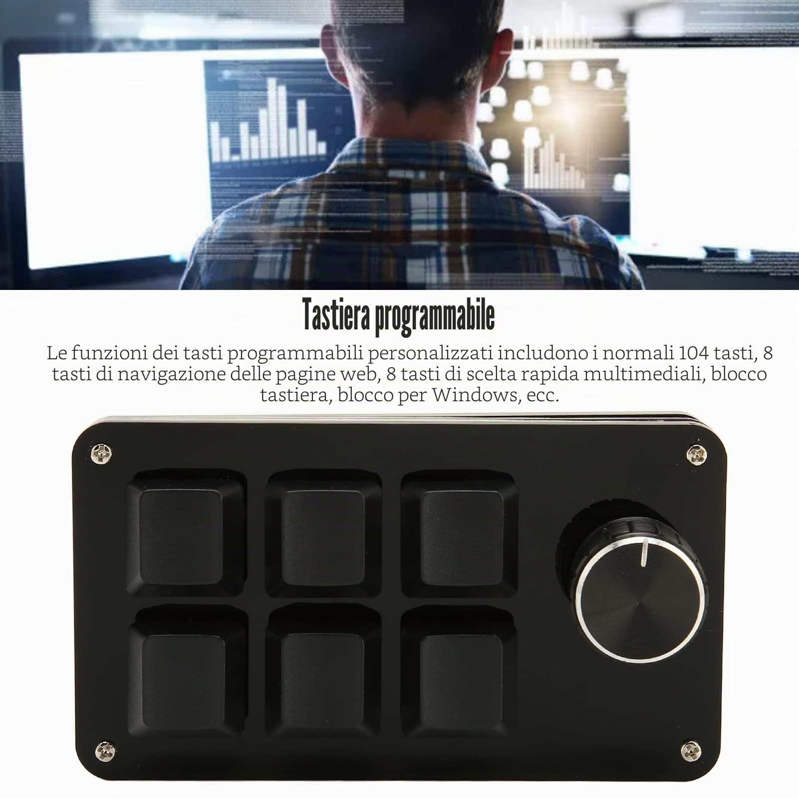 Elprico Tastierino Gaming 6 Tasti con Manopola Meccanico USB