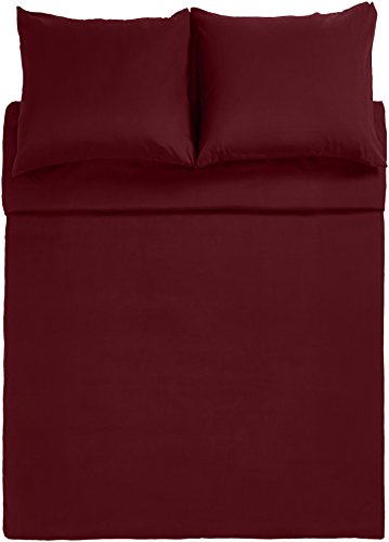 AmazonBasics Set Copripiumino Microfibra Bordeaux Matrimoniale