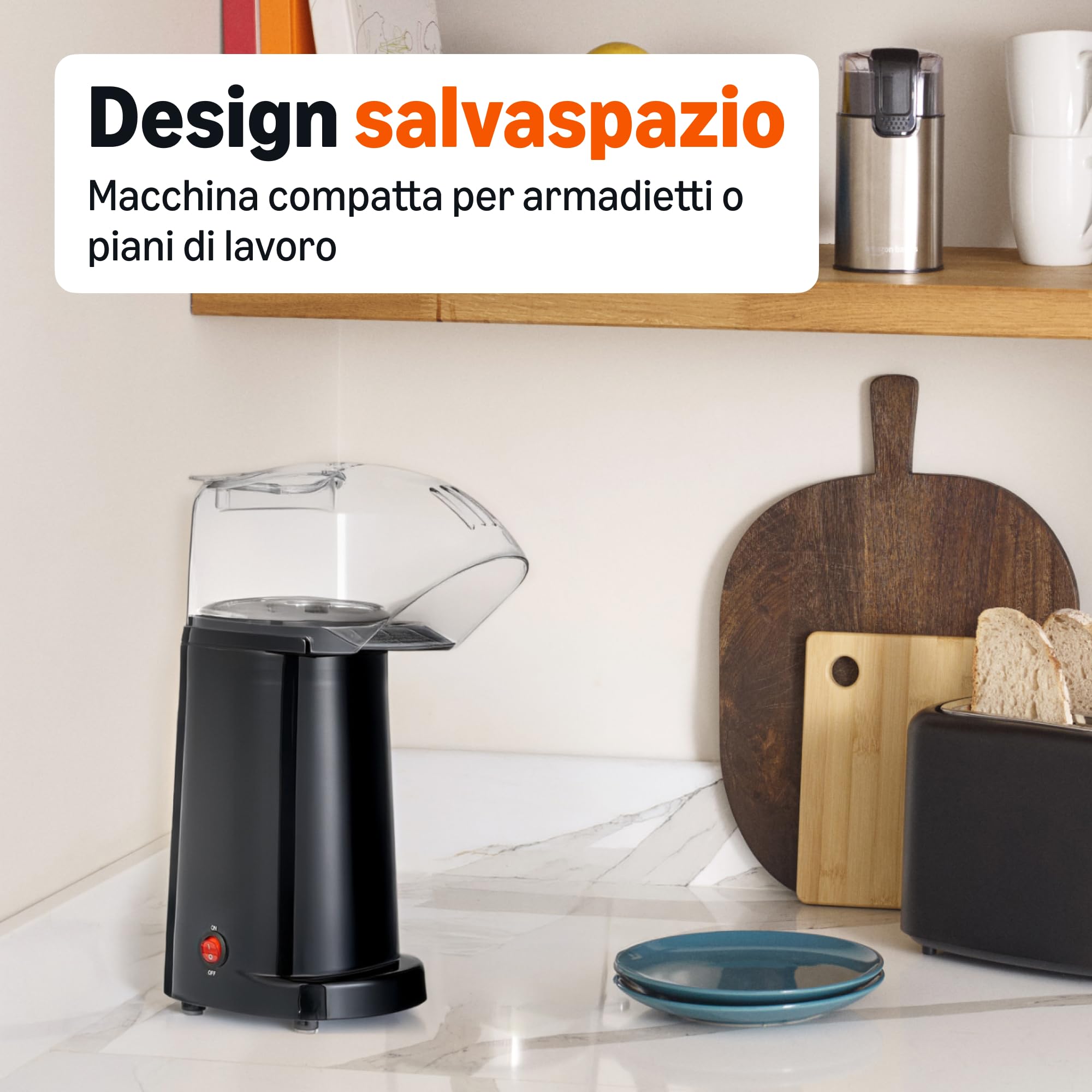 AmazonBasics Macchina Popcorn Aria Calda 1400W 16 Tazze