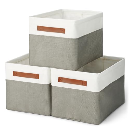 Amazon Basics Scatole Tessuto Antracite Grandi 3 Pezzi