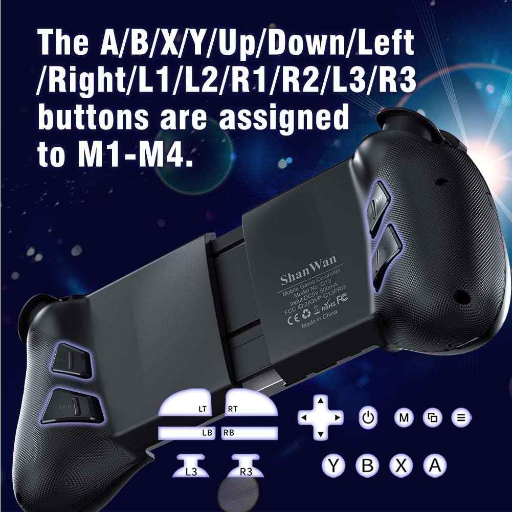 ShanWan controller smartphone nero Bluetooth Android iOS