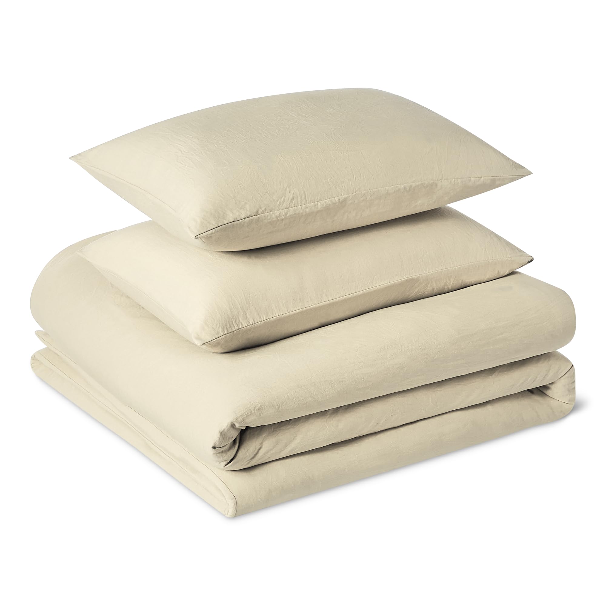 Amazon Basics Set Copripiumino Singolo Microfibra 135x200 Beige