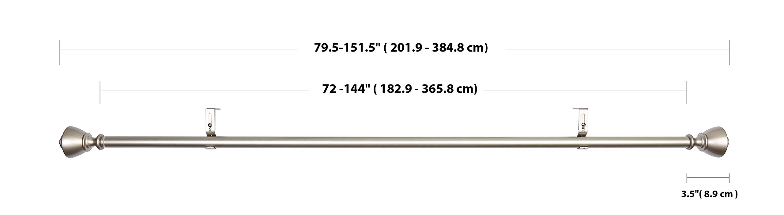 Amazon Basics bastone per tende nichel 180-366 cm con staffe